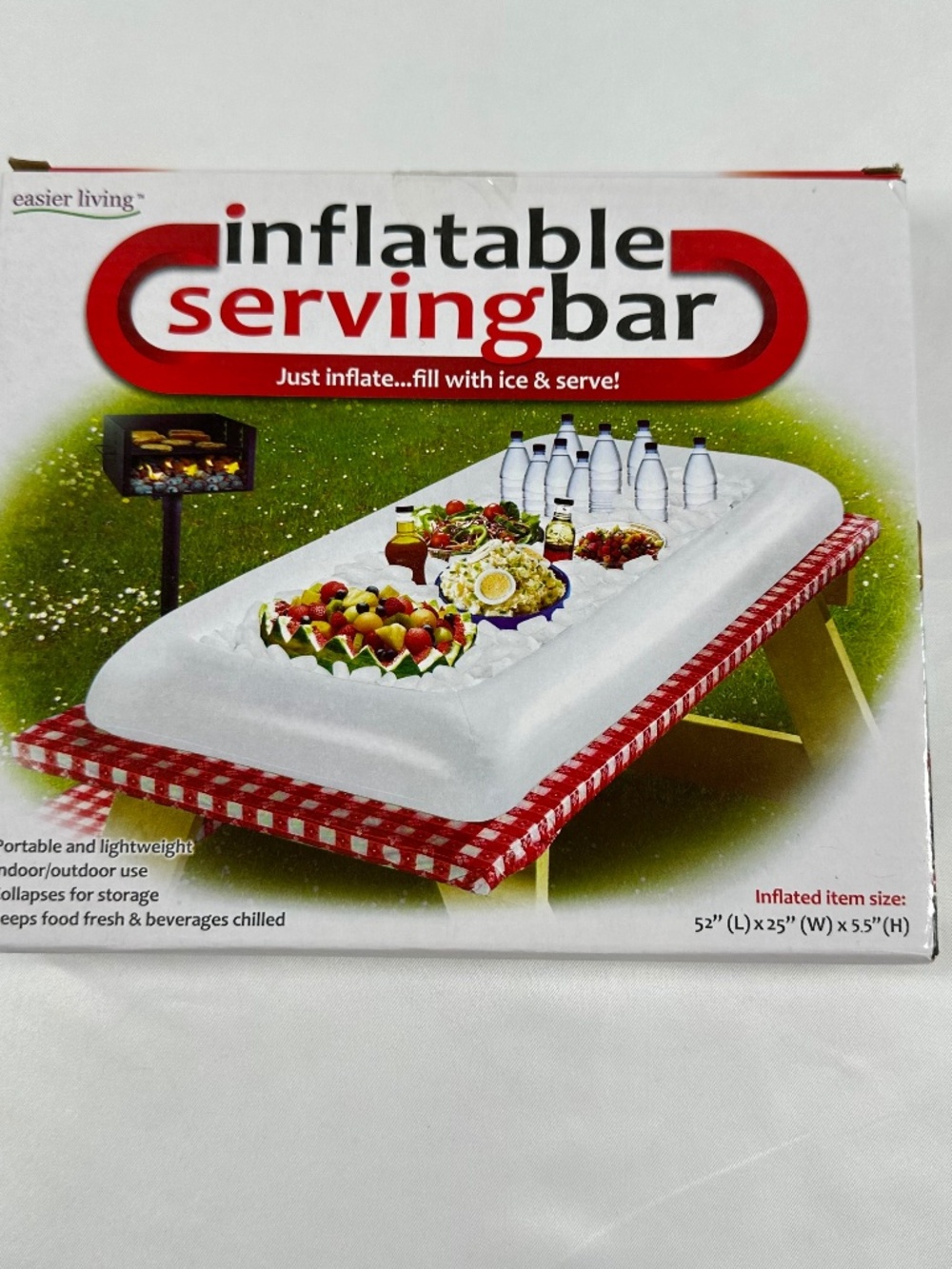 Inflatable Serving Bar, Just Inflate, Fill with Ice and Serve, New In Box, White